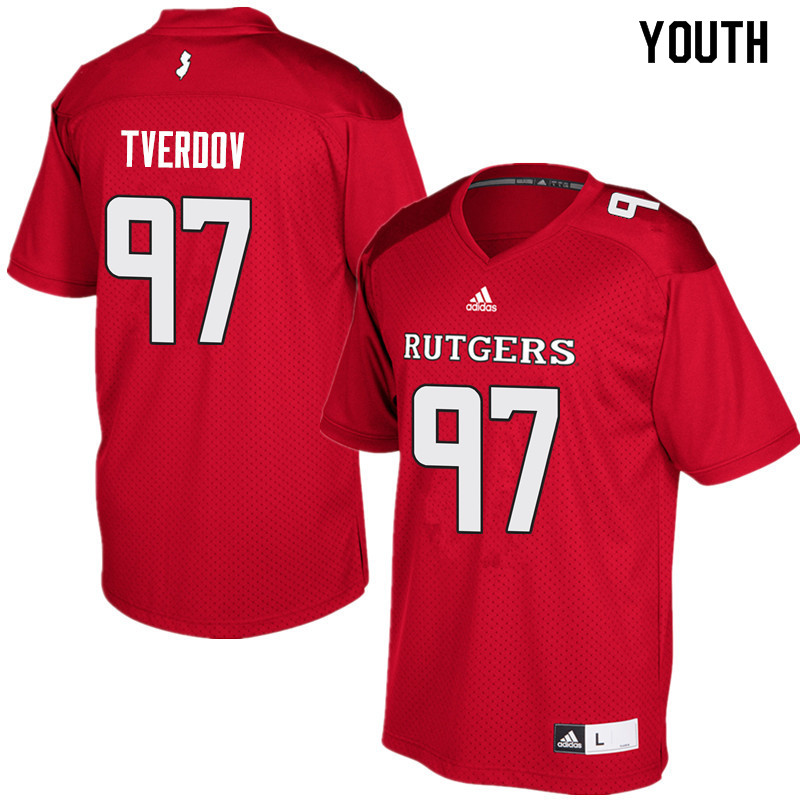 Youth #97 Mike Tverdov Rutgers Scarlet Knights College Football Jerseys Sale-Red